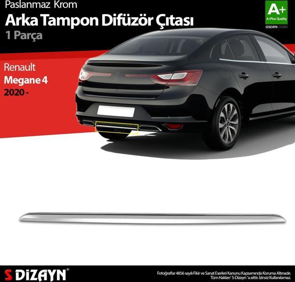 S-Dizayn Renault Megane 4 Krom Arka Tampon Difüzör Çıtası 2020 Üzeri - Image 1