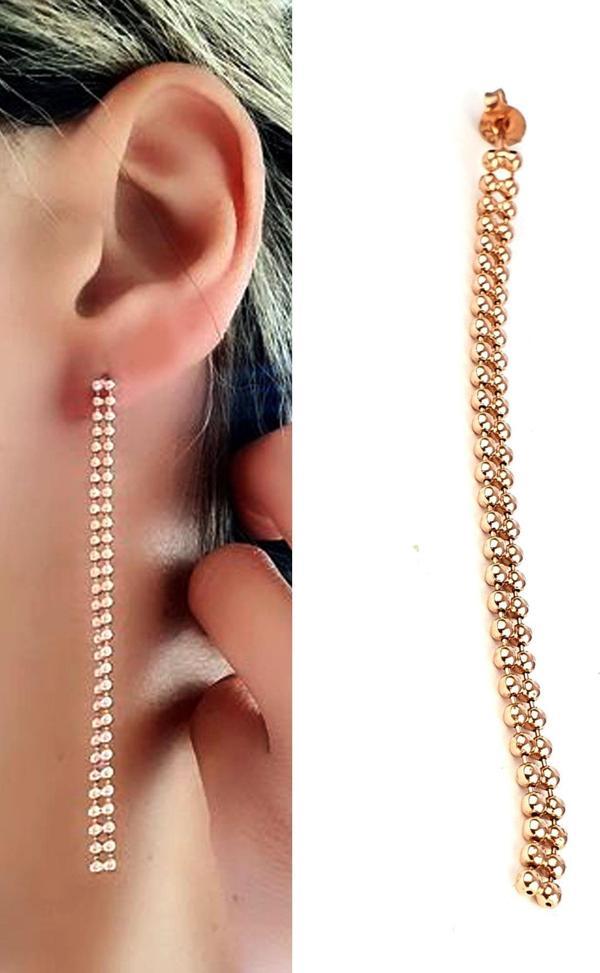 925Ayar Gümüş Trend Rose Altın Kaplama Tek Küpe - Image 1