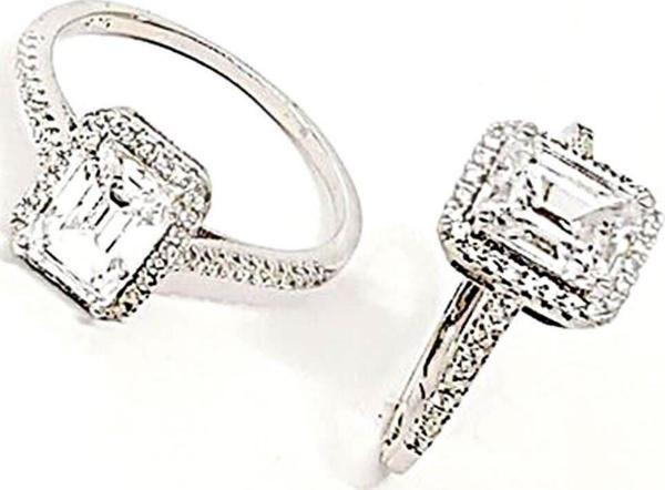 Baget Kesim Swarovski Taşlı Gümüş Bayan Tek Taş Yüzük - Image 1