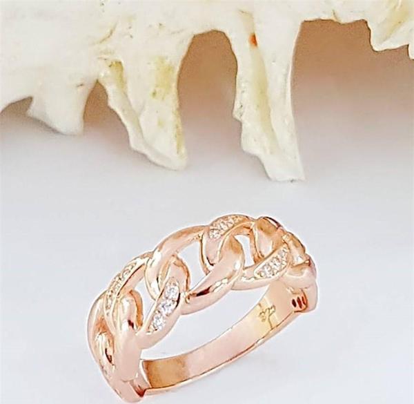 İtalyan Tasarımı 925 Ayar Gümüş Rose   Trend  Yüzük - Image 1