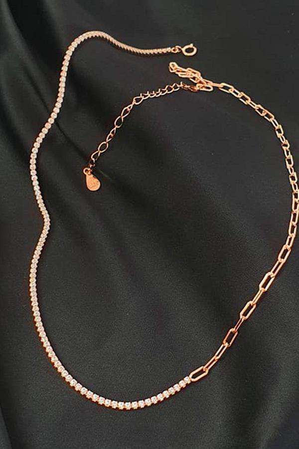 İtalyan Tasarımı 925 Ayar Gümüş Rose Modern Kolye - Image 1