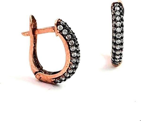 Elmas İsciliginde Gümüş Rose Bombeli Kupe - Image 1