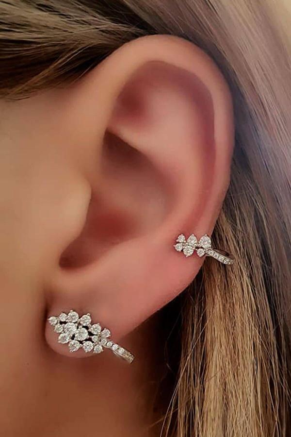 Pırlanta Işıltısında Zirkon Taşlı Gümüş Earcuff Tek Kupe - Image 1