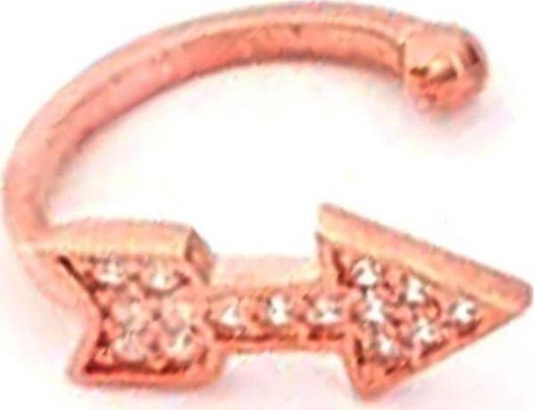 Ok Figürlü Gümüş Rose Sıkıştırmalı Kıkırdak Küpesi - Image 1
