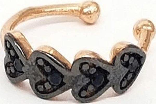 Oniks Taşlı Gümüş Rose Sıkıştırmalı Kıkırdak Küpesi - Image 1