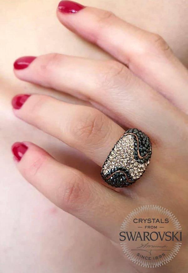Swarovski Taşlı Gümüş Rose Yüzük - Image 1
