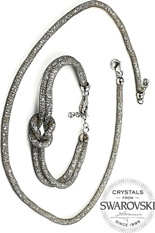 Swarovski Taşlı Gümüş Tasarım Takı Seti - Image 1