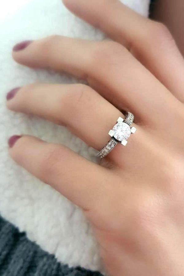 Swarovski Taşlı Gümüş Tek Taş Yüzük - Image 1
