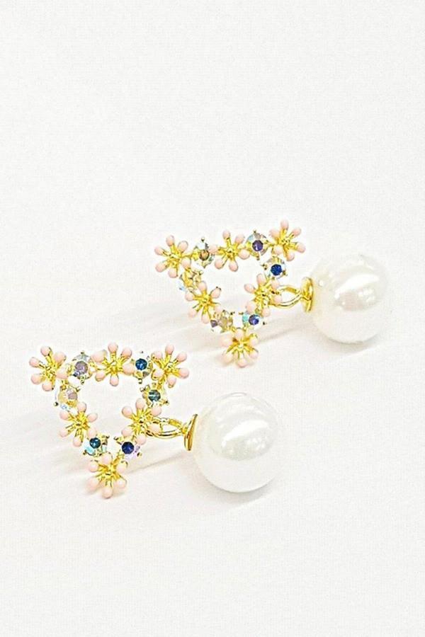 Swarovski Taşlı İncili Gümüş Küpe - Image 1