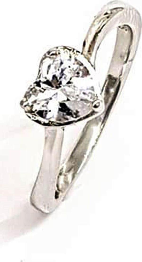 Swarovski Taşlı Kalpli Gümüş Bayan Yüzük - Image 1