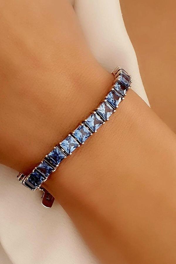 Sky Diamond Blue Creative Sapphire 925Ayar Gümüş Lüks Su Yolu Bileklik - Image 1