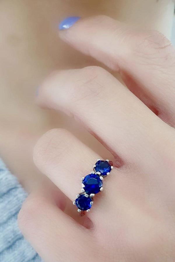 Sky Diamond Blue Creative Sapphire 925Ayar Gümüş Tria Yüzük - Image 1