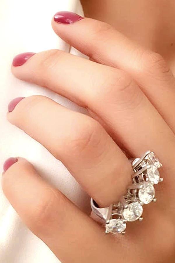 Sky Diamond Gümüş Beş Taş Yüzük - Image 1