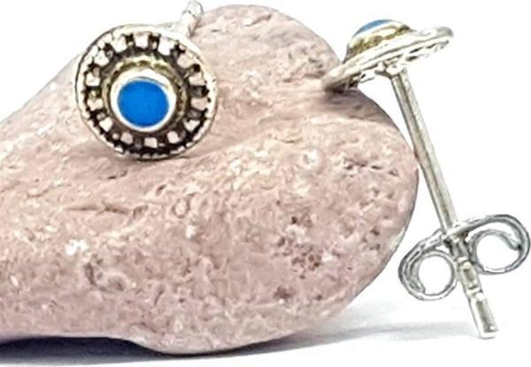 Turkuaz Taşlı Minimal Gümüş Küpe - Image 1