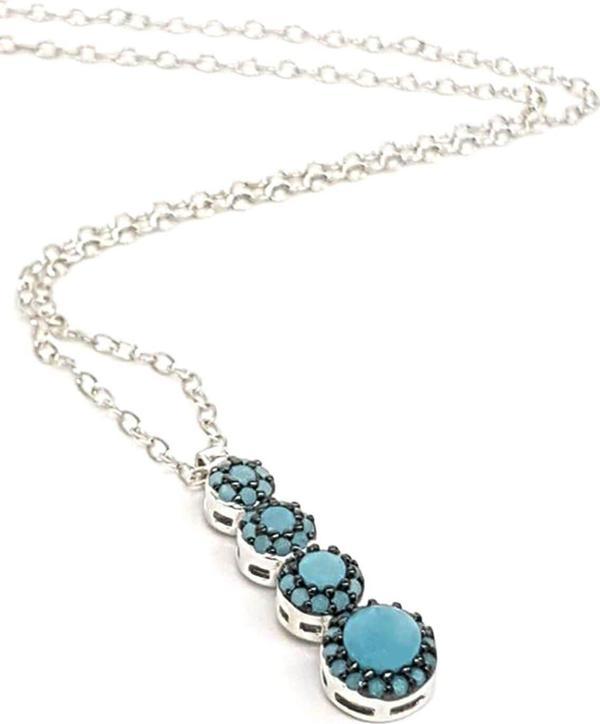 Turkuaz Taşlı Modern Gümüş Kolye - Image 1