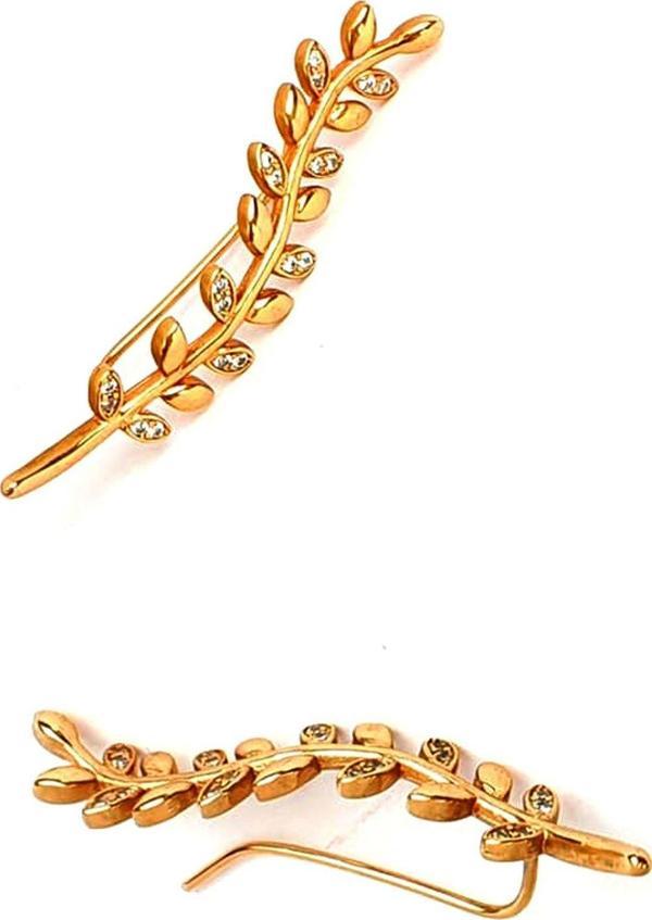 Yaprak Figürlü Gümüş Rose Earcuff Tek Küpe - Image 1