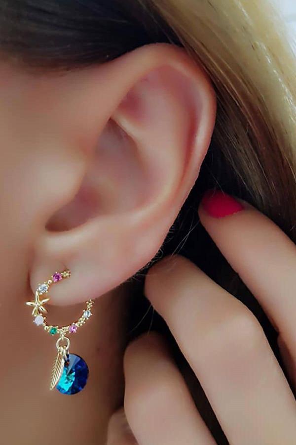 Swarovski Taşlı Gümüş Bayan Küpe - Image 1