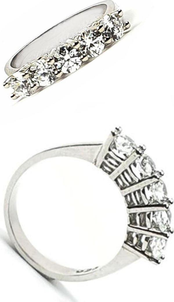 Swarovski Taşlı Gümüş Beş Taş Yüzük - Image 1