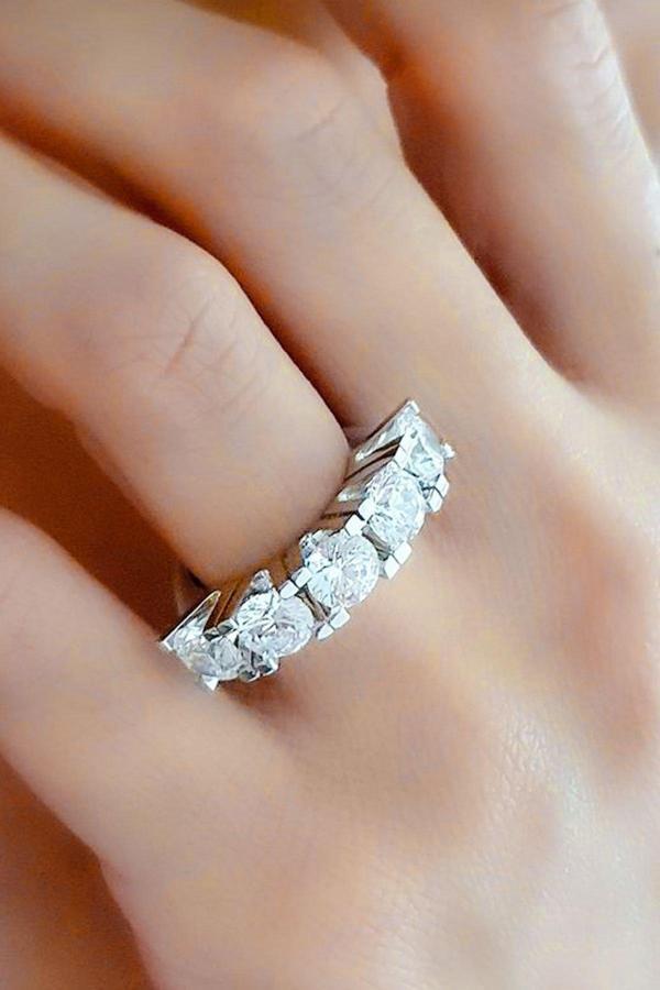Swarovski Taşlı Gümüş Beş Taş Yüzük - Image 1