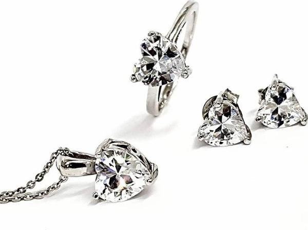 Swarovski Taşlı Gümüş Kalp Takı Seti - Image 1