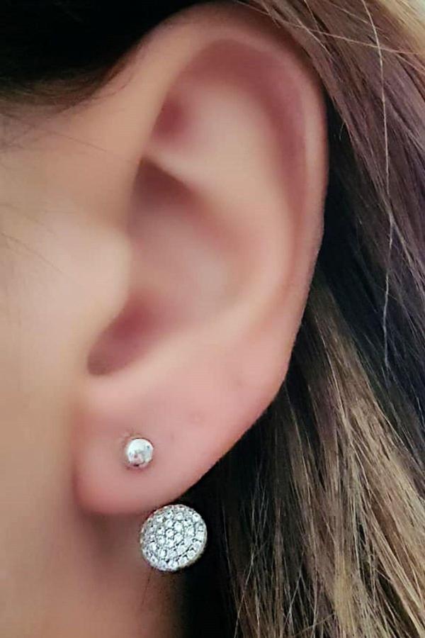 Zirkon Taşlı Gümüş Earcuff Cift Küpe - Image 1