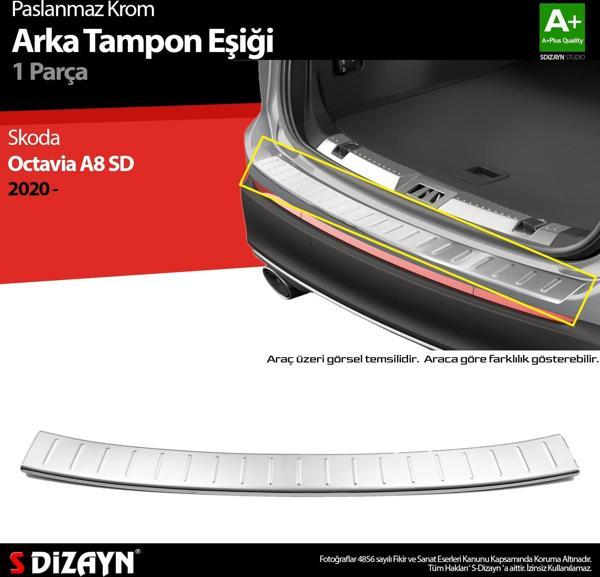 S-Dizayn Skoda Octavia 4 A8 Sedan Krom Arka Tampon Eşiği 2020 Üzeri - Image 1