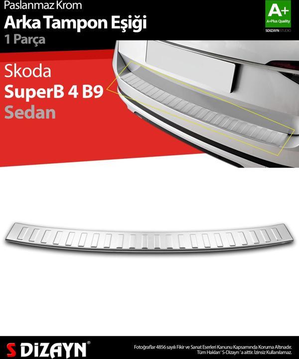 S-Dizayn Skoda SuperB B8 Makyajlı SD Krom Arka Tampon Eşiği 2019 Üzeri - Image 1