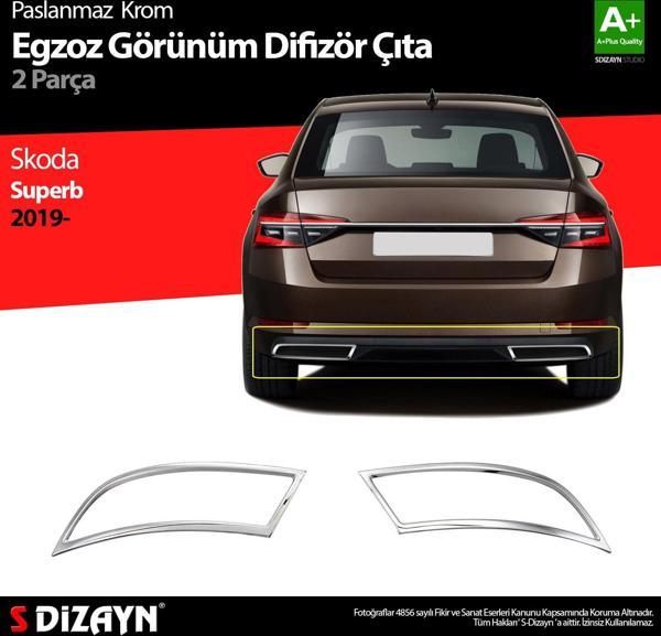 S-Dizayn Skoda Superb Krom Egzoz Çıkışı 2 Parça 2020 ve Üzeri - Image 1