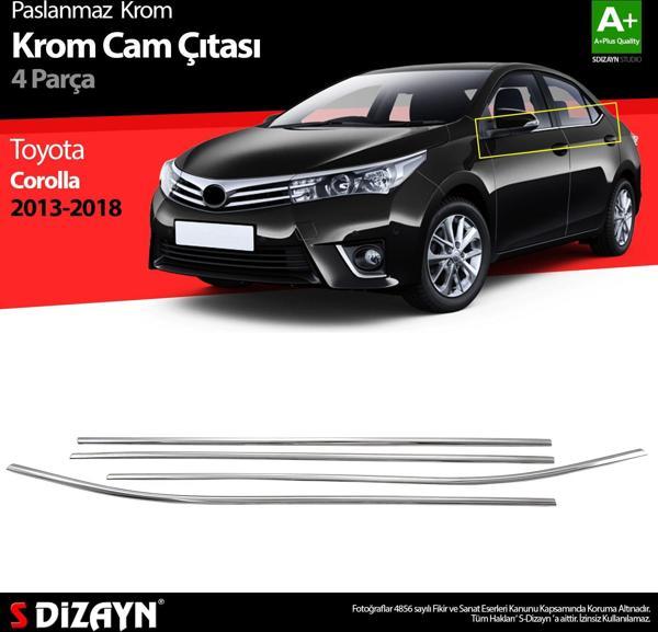 S-Dizayn Toyota Corolla Krom Cam Çıtası 4 Prç. 2013-2018 - Image 1