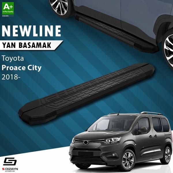 S-Dizayn Toyota Proace City Kısa Şase NewLine Siyah Yan Basamak 203 Cm 2018 Üzeri - Image 1