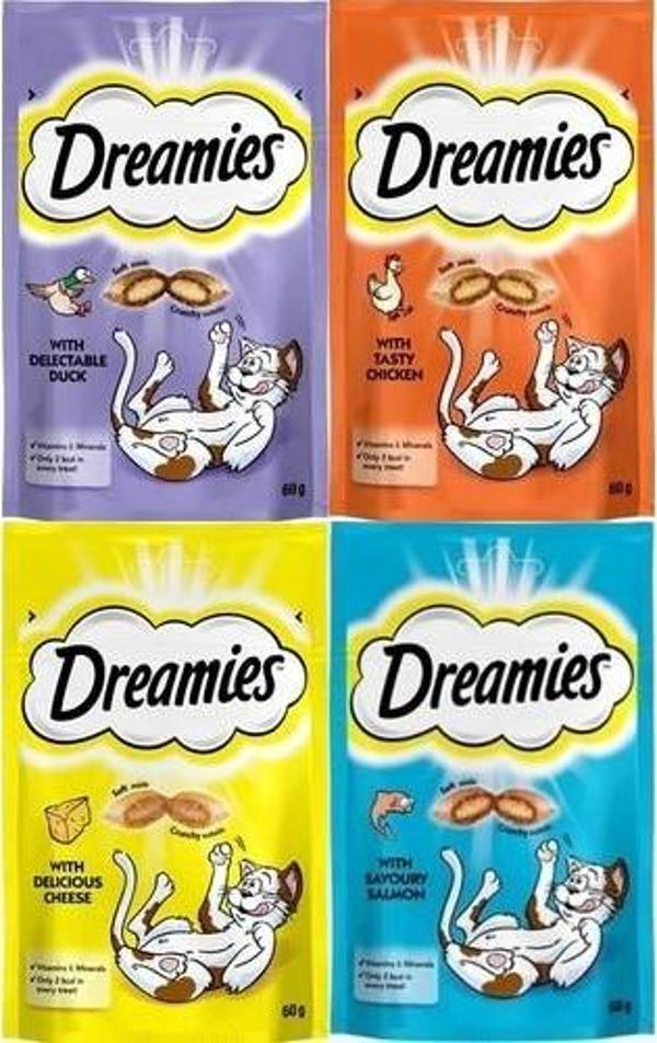 Dreamies Kedi Ödül Maması 60 gr 4'lü Ördek-Tavuk-Peynir-Somon - Image 1