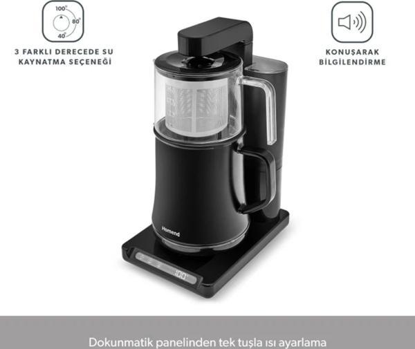 Homend Smart Royaltea Plus 2 in 1 Otomatik Çay ve Türk Kahve Makinesi Wifi Mat Siyah - Image 1