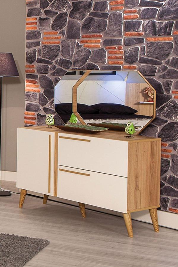 Modalife Alize Aynalı Şifonyer - Sarı Meşe - Image 1