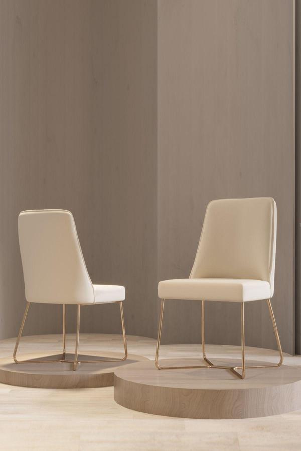Modalife Bendis Salon Yemek Mutfak Sandalyesi Gold Ayak - Krem - Image 1