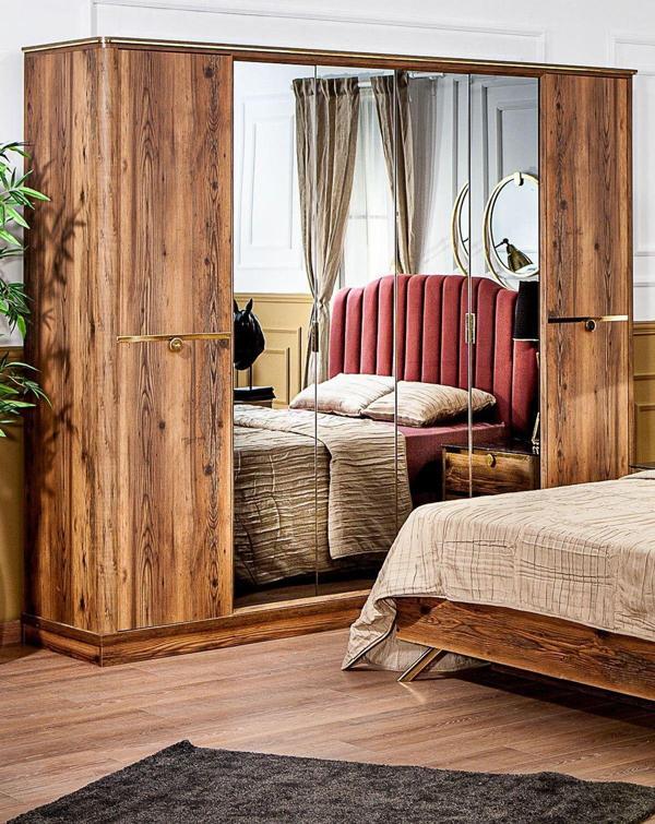 Modalife Demre Aynalı 6 Kapaklı Gardırop - Ceviz - Image 1