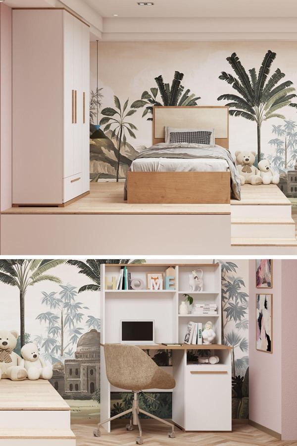 Modalife Eva Genç Çocuk Odası Takımı Karyola+Başlık&Gardırop&Çalışma Masası - Beyaz - Image 1