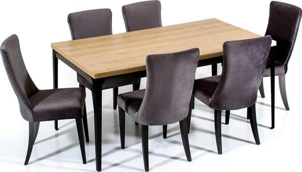 Modalife Milano 6 Sandalye 1 Sabit Masa Yemek Masası Takımı 6 Kişilik - Antrasit - Image 1