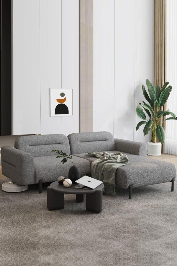 Modalife Puffy Oturma Odası Köşe Takımı - Antrasit - Image 1