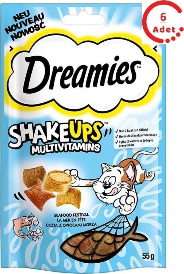 Dreamies Shakeups Multivitaminli Deniz Ürünleri Kedi Ödül Maması 55 gr x 6 Adet - Image 1