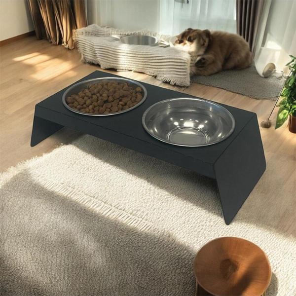 Evcil Hayvan Mama ve Su Kabı Standı, İkili Small Model Siyah, Paslanmaz Çelik, Yükseltilmiş, Kedi ve Köpekler İçin - Image 1