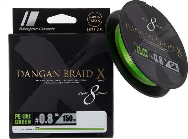 Major Craft Dangan Braid X 8X İp Misina PE 0.8 0.10mm 16lb/7.26kg 150mt Yeşil - Image 1