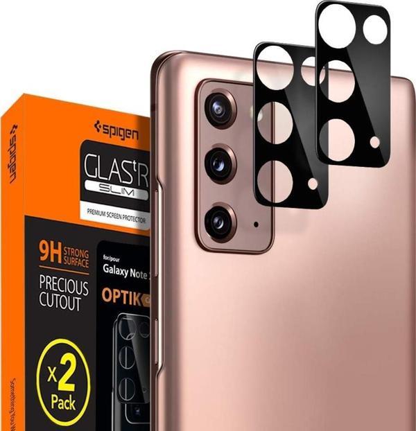 Spigen Galaxy Note 20 ile Uyumlu Kamera Lens Koruyucu, tR Optic Glass Black (2 Adet) Black - Image 1