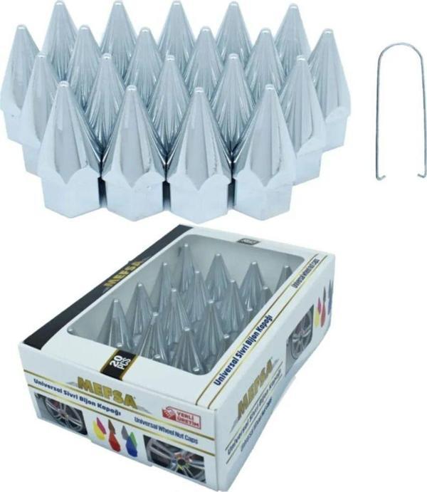Mefsa Sivri Bijon Kapağı 20 Adet Set Krom 17mm - Image 1