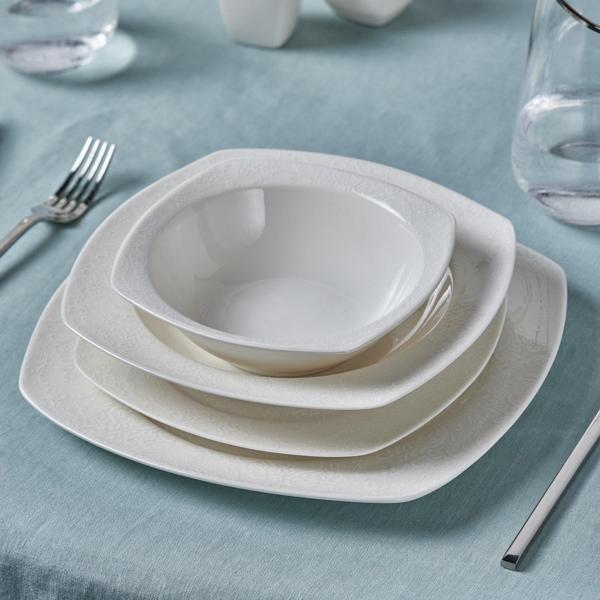 Karaca Square Bone Salus 53 Parça 12 Kişilik Yemek Takımı - Image 1
