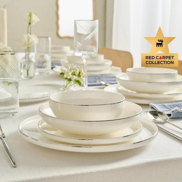 Karaca Red Carpet Collection Stream Bone Merope 53 Parça 12 Kişilik Yemek Takımı Platin - Image 1