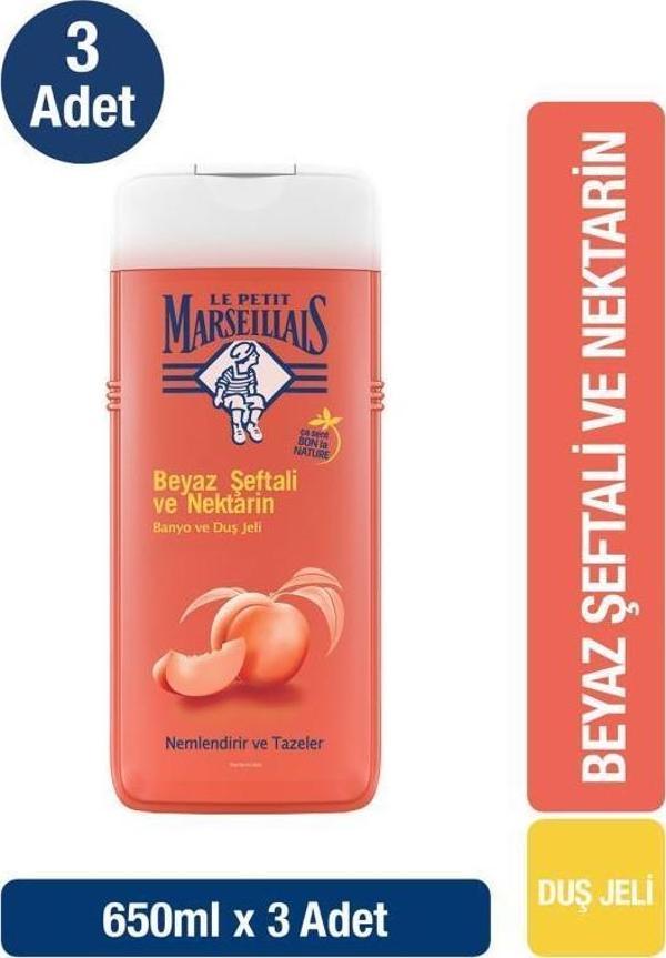 Le Petit Marseillais Beyaz Şeftali ve Nektarin Duş Jeli 650 ml x3 - Image 1