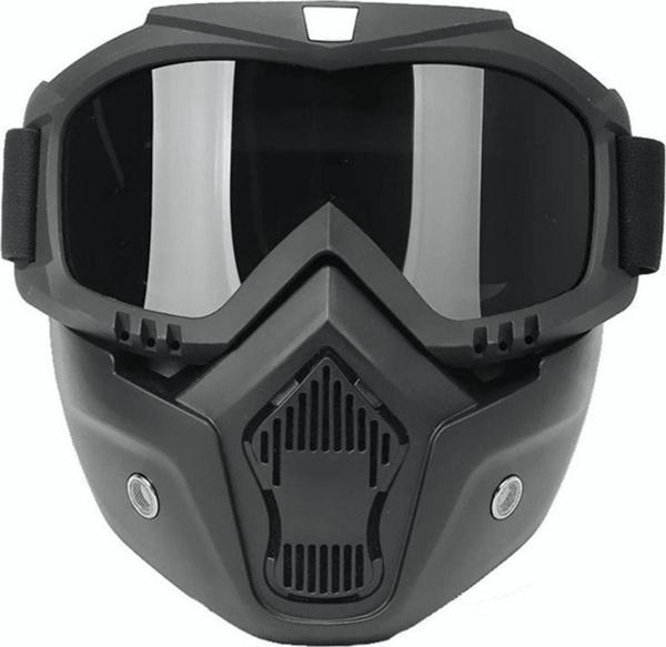 Motoanl Cross Motosiklet Bisiklet Gözlüğü Açık Kask Maskesi Süngerli Bant Lastikli Jet Maske Siyah Camlı - Image 1