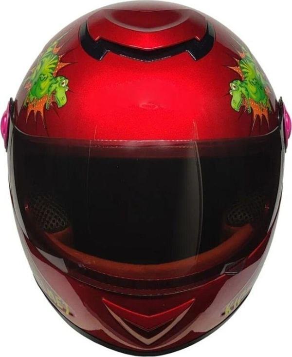 Motoanl Motosiklet Çocuk Kaskı Full Face Pp Metreal Dino Red - Image 1
