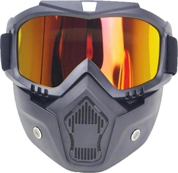 Motoanl Motosiklet Cross Bisiklet Gözlüğü Açık Kask Maskesi Süngerli Bant Lastikli Jet Maske Sarı Cam Gold - Image 1