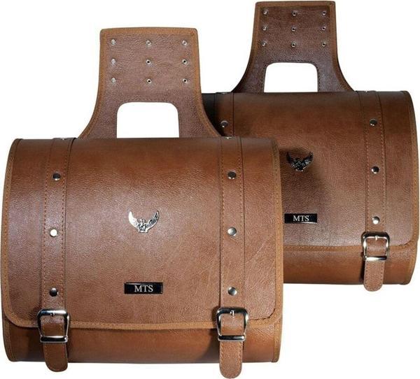 Motoanl Motosiklet Deri Yan Çanta Takım Chopper Kahverengi Model Motor Çantası - Image 1